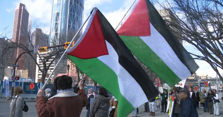 Reli pro-Palestina diadakan di Calgary setelah Israel meluncurkan serangan udara di Gaza